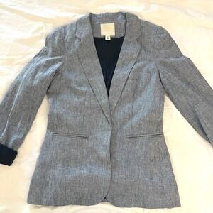 Mercer & Madison Crisp Coastal Linen Cotton Blazer Jacket Navy Women's Sz M
